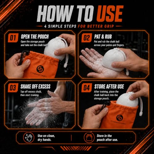 Gym Chalk Balls & Storage Bag, Superior Grip & Less Mess, 120g | Refillable chalk balls for climbing, rock climbing, bouldering, gymnastics, weightlifting & workout