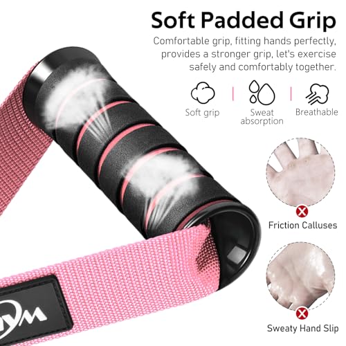 Exercise Handles, Cable Machine Handles for Gym Cable Attachments Training | 2 Pack Heavy Duty Handle with Non Slip Grip for Cable Machines, Pull Down Workouts, Resistance Bands and Home Gym Equipment - color: Pink
