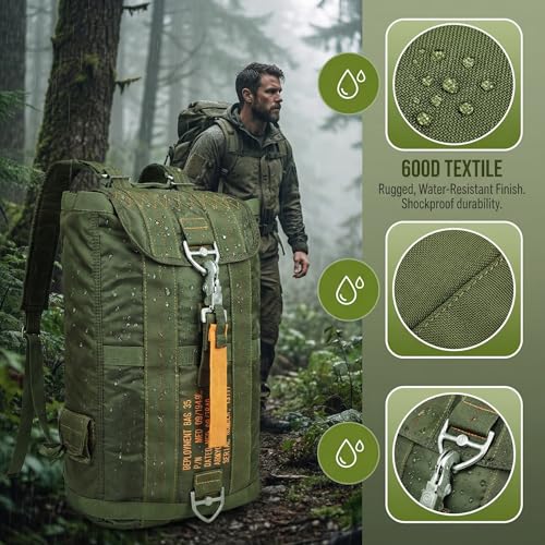 Military Tactical Backpack with Parachute Buckles, Nylon Daypack | Built for men and women for travel, outdoor hiking, camping, trekking, climbing, college, and daily carry - color: Green