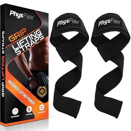 Grip Lifting Straps for Weightlifting and Strength Training, Premium Cotton and Padded Wrist Wraps, Gym Deadlift for Men & Women - color: Black