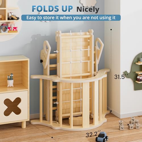 10-in-1 Pikler Triangle Set, Climbing Toys for Kids Natural Rustic - color: Natural Rustic