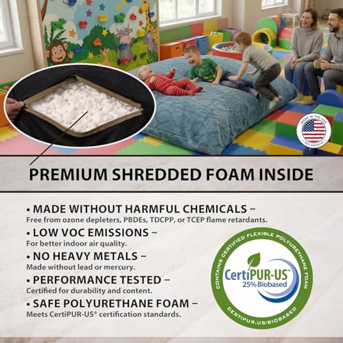 Matini Home Crash Pad 48" X 60" - Sensory Pad with Cover Foam Blocks for Kids and Adults, Ideal Gymnastics Equipment to Jump, Play or Relax - Turquoise - color: Turquoise 48" X 60"