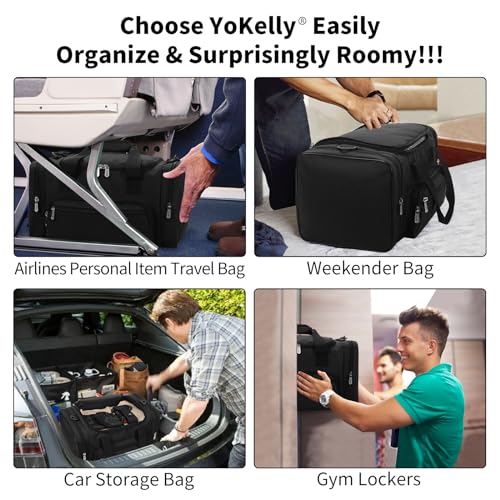 Small Duffel Bag, 17 inch, Black | 25L, Multi Pockets, Carry On, Weekender Bag, Travel Gym Sport, 17x10x9 in - color: Black, size: 17 inch - 1.0