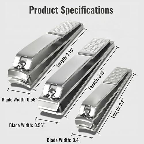 Heavy Duty Nail Clippers Set, Straight & Curved Edge, 3PCS Silver | Large 3.15Inch, Fingernail and Toenail Clippers for Thick Nails, with Nail File ,Nail Trimmer for Men Women Seniors Adults - color: Silver