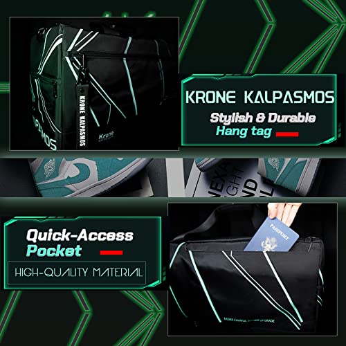 Sneaker Bag for Travel/Sneakerhead gift/, A Multi-functional Travel Duffel Bag with 3 Adjustable Dividers, & Shoulder Strap,Made of Nylon, Krone Kalpasmos Signature Edition, Future Neon Green - color: Neon Green, size: 23x9.8x13 inches
