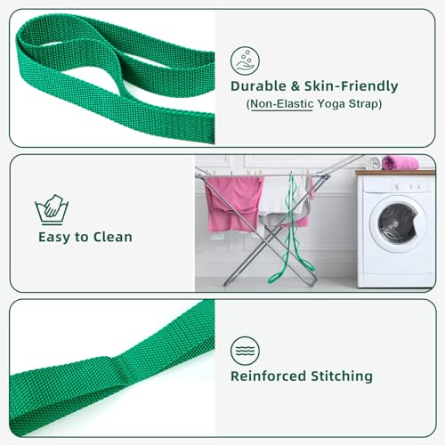 Abiarst Stretching Strap Yoga Straps for Physical Therapy, 10 Loops Non-Elastic Stretch Band for Pilates, Flexibility, Exercise and Gymnastics - color: Blue