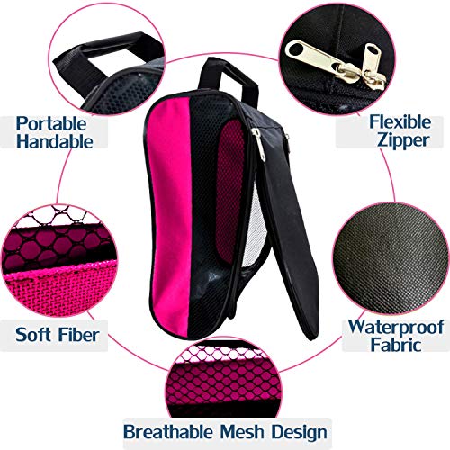 Golf Shoe Bag, Pink Golf Shoes Bags Women Outdoor Zippered Carrier Bags with Ventilation Sport Shoes Bag Travel Shoe Bags (Pink) - color: Pink