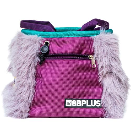8BPLUS Angus Boulderbag, Premium Artificial Fur, Ripstop, Soft Fleece Interior, 8.7in Opening, Center-Closing Drawstring, Multiple Brush Holders, Zipper Pockets, Climbing Gear