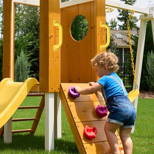 ESPETS 4 Pack of 10 Inch Yellow Metal Outdoor Playground Handles | Rust-resistence Metal Playset Accessories, Playhouse ladder handles, Indoor Monkey Bars, Treehouse, Climbing walls handles - color: Yellow