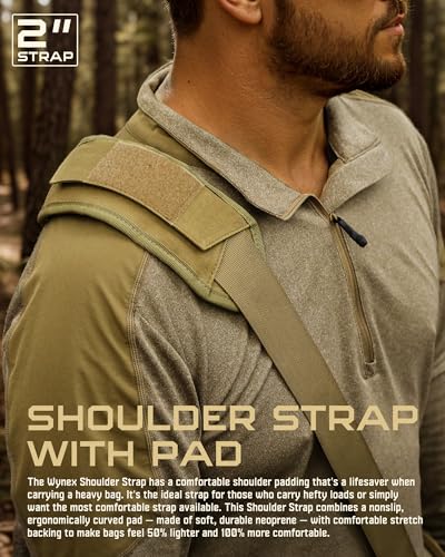 WYNEX Shoulder Strap, 55 inch Universal Bag Strap Replacement with Pad | Single Shoulder Strap with Detachable Thick Pad, Crossbody Bag Strap for Tactical Pouch Tool Bag Messenger Bag Luggage Duffle - color: Khaki, size: 2“ Strap