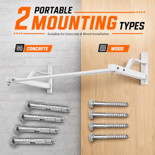 2026 Upgrade Pull Up Bar Wall Mounted - 600 lbs Heavy Duty Strength Training Pull-Up Bars, Ideal Rogue Pull Up Bar for Home and Commercial Gym, Easy Installation Chin Up Bar, Versatile Garage Pullup Bar - color: White