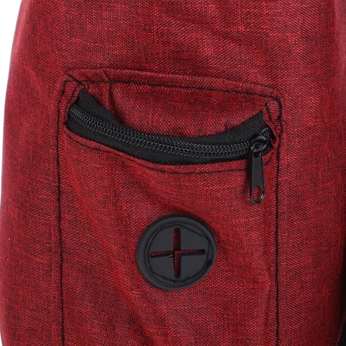 WOONEKY Chalk Bag for Rock Climbing and Bouldering, Wine Red Canvas Chalk Pouch with Zipper Storage Pocket, Anti-Slip Powder Bag for Gymnastics and Weightlifting Outdoor Training