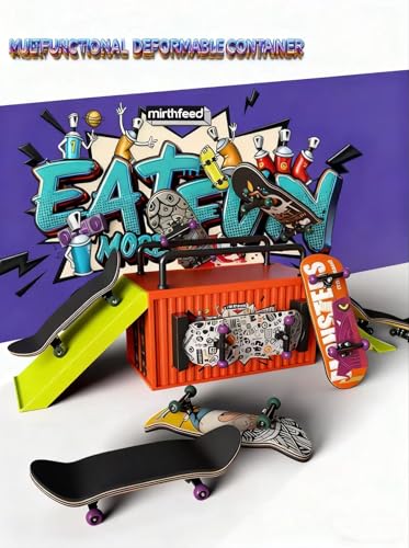 Lently Wood Fingerboards+Truck Set, 100mmL*30mm Mini Fingerboards and Multifunctional deformable Container (Monster) - color: Monster