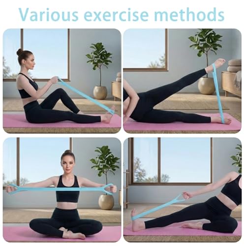 Figure 8 Resistance Band with Handles Elastic Exercise Band for Arm Back & Shoulder Workout Non-Slip 8 Shaped Resistance Band for Home Gym Yoga Pilates Stretching & Physical Therapy 3Pack - color: Blue