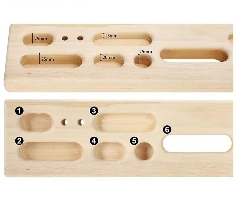 Wooden Hangboard for Rock Climbing, 6-in-1 Fingerboard Training for Grip Strength, Home Wood Finger Mounted Pull Up Bar for Climbers Home Gym