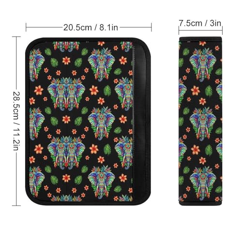 1 Pair Universal Soft and Comfortable Seat Belt Shoulder Pad for Kids, Stroller Pushchair High Chair, Tropical Elephant Boho Mandala Shoulder Protector, Anti-Slip Pad - color: Pattern 1215