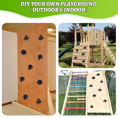 20 Pack Rock Climbing Holds Extra Large | Polyethylene Climbing Rocks with Mounting Hardware, DIY Indoor Outdoor Playground Backyard Park Play Set