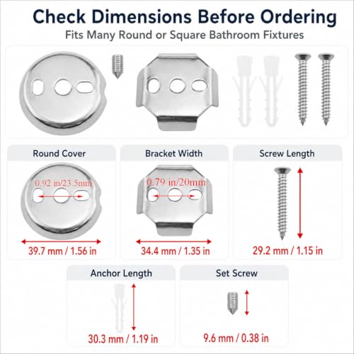 1Set Towel Bar Replacement Parts Mounting Bracket Universal | Bathroom Hardware Silver Suspension Fastening Screw Towel Bar Mounting Hardware for Common Fixtures like Robe Hooks, etc.