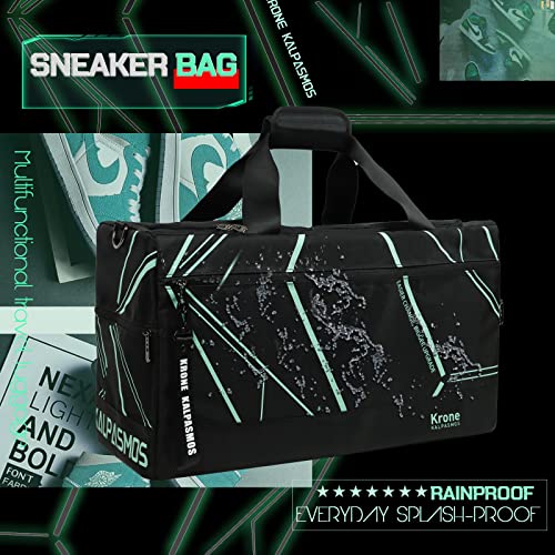 Sneaker Bag for Travel/Sneakerhead gift/, A Multi-functional Travel Duffel Bag with 3 Adjustable Dividers, & Shoulder Strap,Made of Nylon, Krone Kalpasmos Signature Edition, Future Neon Green - color: Neon Green, size: 23x9.8x13 inches