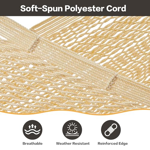 CHULIM Handwoven Mayan Hammock with 10ft Tree Straps, 550lbs Capacity Soft Rope Double Hammock, Portable Outdoor Hammock with Carry Bag for Camping Backyard Beach - Natrual White - color: Natrual White