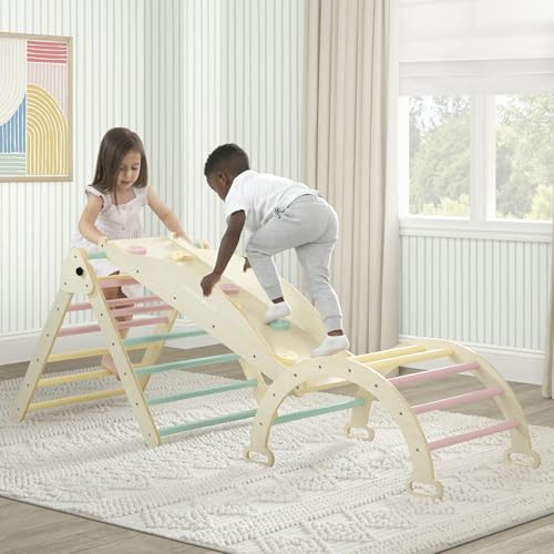 Delta Children Lil’ Climber Gym - Indoor Climbing Gym/Jungle Gym for Kids - Montessori Toy with Reversible Arch/Rocking Chair, Reversible Rock Wall/Slide Ramp and Pikler Triangle - for Toddlers 3+