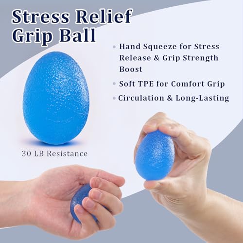 Grip Strength Trainer Kit Adjustable 10-132Lbs Hand Exerciser Counter | Forearm Strengthener, Finger Stretcher, Stress Ball and Bag for Grip Recovery, Wrist Training, Rehab, Climbers and Musicians - color: Blue