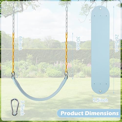 Sunnyglade 2PCS Swings Seats Heavy Duty with 66" Chain, Playground Swing Set Accessories Replacement with Snap Hooks, Support 250lb (2, Pastel Blue) - color: pastel Blue