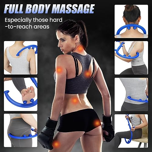 Trigger Point Massage Cane, Deep Tissue Full Body Back Neck Shoulder Self Massage Tool for Muscle Knots, Ergonomic Therapy Cane for Hard-to-Reach Areas, Lightweight Portable, FSA-HSA-Eligible, Blue - color: Blue