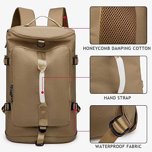 Gym Duffle Bag Waterproof black Laptop Backpack Suitable for Hiking, Fishing, Travel 40L Large Capacity Trendy Cool Lightweight Backpack for Men and Women - color: Khaki