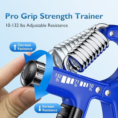 FitBeast Grip Strengthener Forearm Strengthener, Adjustable Hand Grip Strengthener for Strength Training & Rehabilitation, 10-132 lbs Resistance, Ideal for Athletes and Physical Therapy (1 Piece) - color: Dark Blue