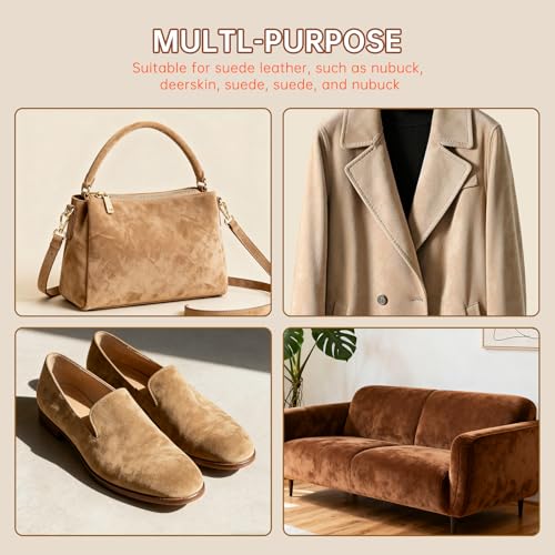 Suede Shoe Brush and Eraser Set, 2025 New Suede Cleaning Brush for Shoes, Bags, Jackets, and Sofas, Wooden Handle Suede Shoe Cleaner, Soft Brush and Stain Eraser for Easy Care (2 Pack)