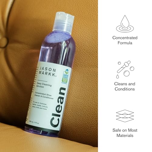 Jason Markk Deep Cleaning Solution, Shoe Cleaner, Cleans & Conditions, Sneaker Care, Ideal for Footwear, Safe for Leather, Suede, Nubuck, Cotton, Knits, 8oz - style: 8oz Sneaker Cleaner