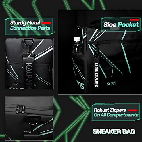 Sneaker Bag for Travel/Sneakerhead gift/, A Multi-functional Travel Duffel Bag with 3 Adjustable Dividers, & Shoulder Strap,Made of Nylon, Krone Kalpasmos Signature Edition, Future Neon Green - color: Neon Green, size: 23x9.8x13 inches