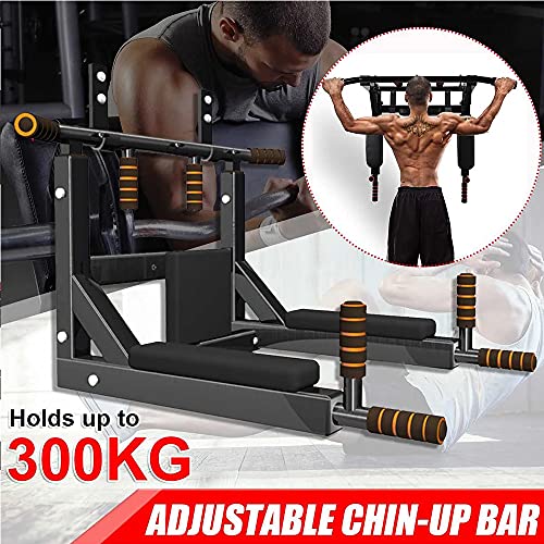 Wall Mounted Pull Up Bar-Heavy Duty Strength Training Fitness Equipment,Multifunctional Power Tower Dip Station Support to 550lbs