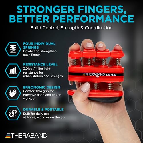 TheraBand Finger Exerciser — Hand & Finger Strengthener for Grip, Dexterity, Arthritis & Rehab — Spring-Loaded, Isolates Each Finger