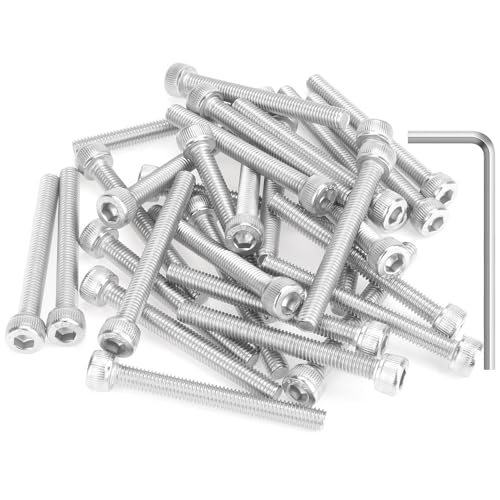 HELIFOUNER 30 Pieces M5 x 45mm, Thread Pitch 0.8mm, 304 Stainless Steel (18-8) Hex Socket Head Cap Screws, Fully Threaded - size: M5 x 45mm