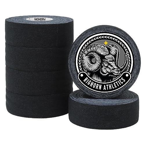 Bighorn Athletics Boxing Tape 1" × 45ft, 6 Rolls, Black | Extra sticky 1" athletic tape for boxing & hand wrapping. Strong adhesive, EZ-tear. Protects knuckles, no residue on skin. - color: Black