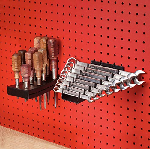 Pegboard Screwdriver and Wrench Holder Set Peg Board Accessories, Organize Wrenches and Screwdrivers on Pegs. Heavy Duty Black Pegboard Accessories for Hanging Tools, Pegboard Organizing