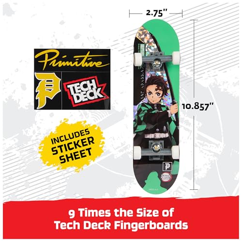 TECH DECK Primitive Demon Slayer Handboard, Mini Skateboard | 9x Larger than a Fingerboard, Hands Only, Authentic Graphics, Die-Cast Trucks, Skateboard Gifts for Kids & Collectors Ages 6+ - style: Demon Slayer