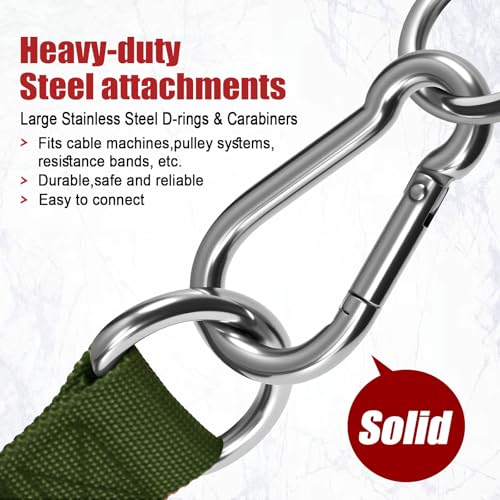Heavy Duty Gym Exercise Handles Attachment for Cable Machine,Resistance Band,Pulley System Home Fitness Workout Equipment, with Elastic Rubber Grip and 2 Large Carabiners - color: Military Green