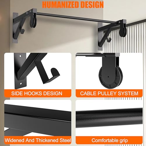 Pull Up Bar Wall Mounted, Heavy Duty 650 lbs Capacity Chin Up Bar, 48" Multi-Grip Strength Training Pull-up Bars, for Home Gym Garage/Backyard Total Body Workout, Ease Of Use Mounting - color: Black01