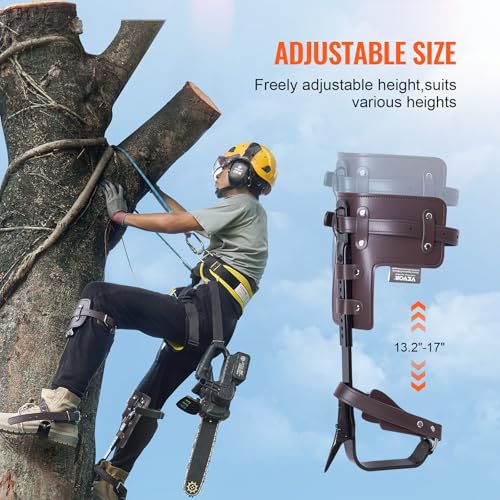 VEVOR Tree Climbing Spikes, 1 Pair Height-Adjustable Climbing Spurs, 350lbs Load Capacity Tree Climbing Gear with Straps, Arborist Equipment for Climbers, Hunting, Fruit Picking - color: Brown (Basic)