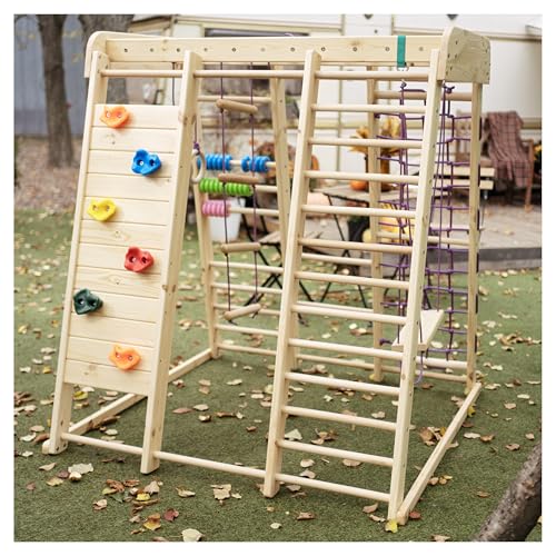 WEDANTA Wooden Swedish Ladder Wall Set – Kids Stall Bars for Exercise – Kids Swedish Gymnastic Wall Gym – Wood Stall Bar Gymnastics Playground – Best Gym for All Family - color: Akvarelka-mini