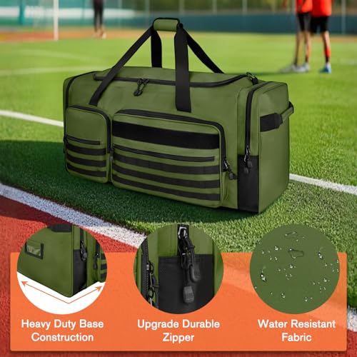 Goloni 130L Heavy Duty Large Duffle Equipment Bag,Catchers Gear Bag with Shoe Compartment,Baseball Duffle Bag - color: Green