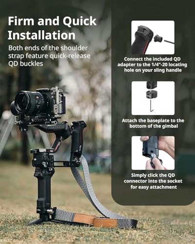 SmallRig Quick Release Plate for Arca Swiss, with 1/4"-20 & 3/8"-16 Screw | for DJI RS 5, RS4 Pro, RS4, RS3 Pro, RS3, RS2 - style: Gimbal Handle Strap(Grey)