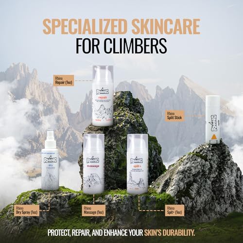 Rhino Skin Starter Kit Bundle - Climbing Skincare 5-Piece Set with Hand Cream, Lotion, Conditioner, Antiperspirant, and Balm | For Dry and Cracked Hands | Travel Size Hand Creams with Handmade Pouch