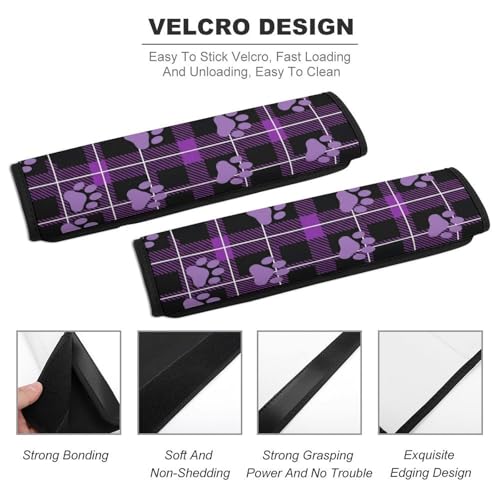 Universal Soft and Comfortable Car Seat Straps Shoulder Pads for Girls and Boys, Most Cars, 1 Pair Purple Paw Print Buffalo Check Harness Pads Strap Comfortable Driving - color: Pattern 1017