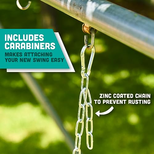 Premium High Back Full Bucket Toddler Swing Seat with Finger Grip, Plastic Coated Chains and Carabiners for Easy Install - Green - Squirrel Products - color: Green