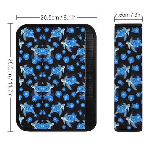 2 Pack Blue Flowers Sea Turtle Car Seat Belt Pad Soft Padded Harness Pads Strap for Child, Car Seats Pushchair Strollers High Chair Pushchair, Anti-Slip Pad - color: Pattern 1218