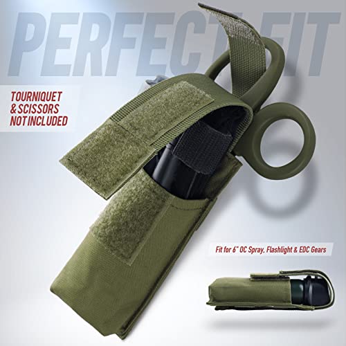 LIVANS Molle Tourniquet Holder, Tactical Shears Pouch, IFAK Scissor Holster | Medical Shear Holder, EMT Scissor Bag Fit for Tourniquet, Folding Knife, Tactical Flashlight, Pistol Mag Pouch Small Tool Bag - color: Army Green